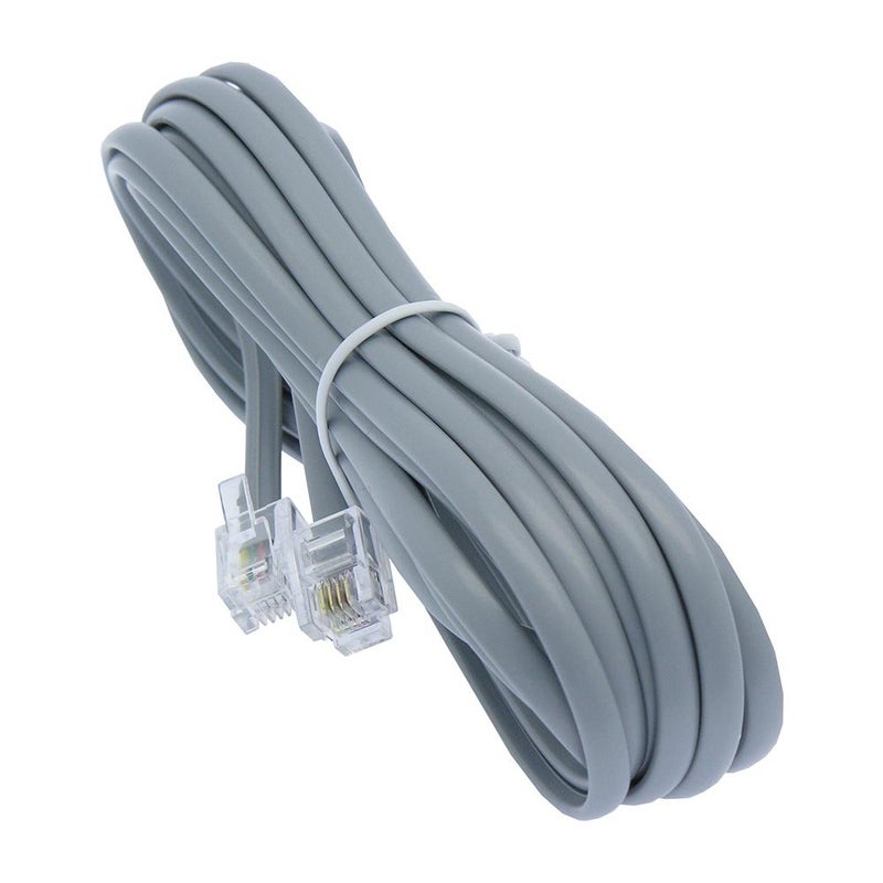 Corporate Computer 14ft Heavy Duty RJ11 / RJ14 Silver Satin 4 Conductor Reverse Wired Telephone Line Cord by Corpco